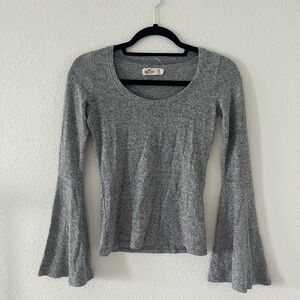 Hollister Heather Gray Flared Sleeve Blouse